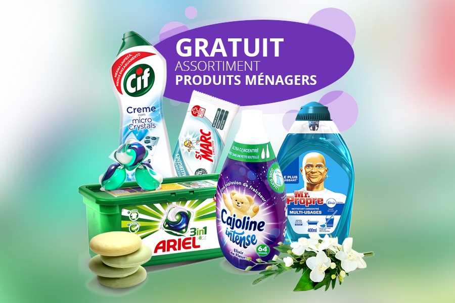 Assortiment d'échantillon produits ménagers
