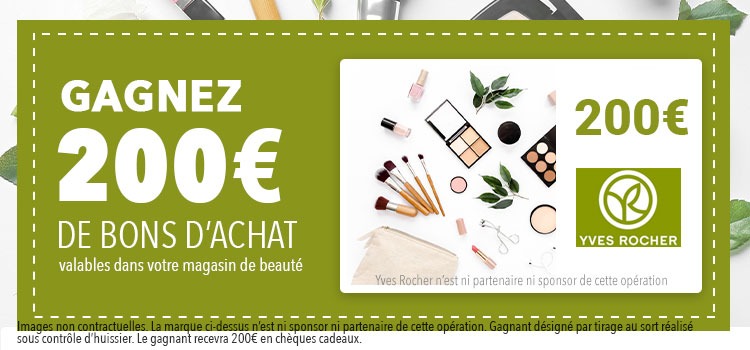 Jeux concours beauté carte cadeaux Yves Rocher