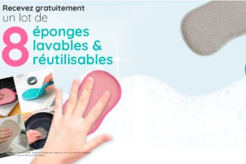 échantillons gratuits éponges lavables, kit à recevoir éponges réutilisables