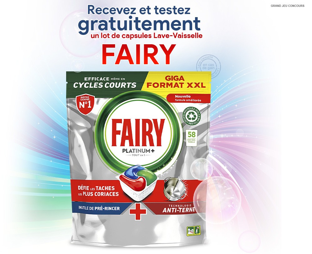 Fairy pastilles lave vaisselle en échantillon gratuit