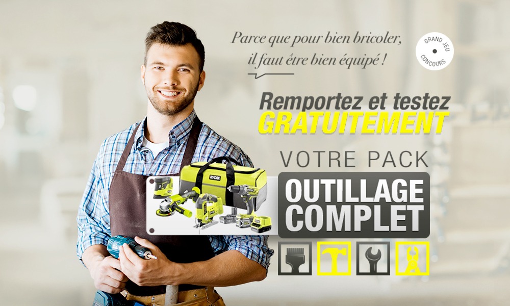 Jeu concours gratuit pack outillage Ryobi