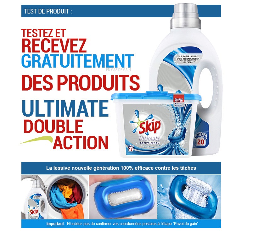 echantillon gratuit lessive Skip, echantillons gratuits lessive Skip, échantillon gratuit lessive Skip, echantillon produit ménager lessive,